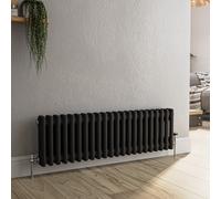 Reggio Midnight Black Horizontal Double Column Traditional Radiator 300x1010mm 1797 BTU - Cast Iron Style