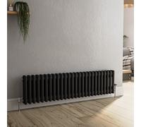 Reggio Midnight Black Horizontal Double Column Traditional Radiator 300x1190mm 2124 BTU - Cast Iron Style