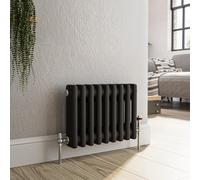 Reggio Midnight Black Horizontal Double Column Traditional Radiator 300x425mm 735 BTU - Cast Iron Style