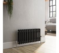 Reggio Midnight Black Horizontal Double Column Traditional Radiator 300x605mm 1062 BTU - Cast Iron Style