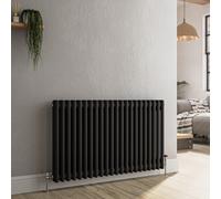 Reggio Midnight Black Horizontal Double Column Traditional Radiator 600x1010mm 3462 BTU - Cast Iron Style
