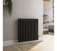 Reggio Midnight Black Horizontal Double Column Traditional Radiator 600x605mm 2045 BTU - Cast Iron Style