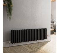 Reggio Midnight Black Horizontal Triple Column Traditional Radiator 300x1010mm 2269 BTU - Cast Iron Style