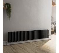 Reggio Midnight Black Horizontal Triple Column Traditional Radiator 300x1460mm 3301 BTU - Cast Iron Style