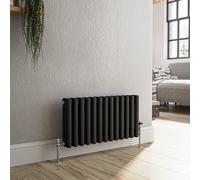 Reggio Midnight Black Horizontal Triple Column Traditional Radiator 300x605mm 1341 BTU - Cast Iron Style
