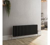 Reggio Midnight Black Horizontal Triple Column Traditional Radiator 300x830mm 1857 BTU - Cast Iron Style