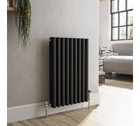 Reggio Midnight Black Horizontal Triple Column Traditional Radiator 600x425mm 1790 BTU - Cast Iron Style