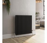 Reggio Midnight Black Horizontal Triple Column Traditional Radiator 600x605mm 2586 BTU - Cast Iron Style