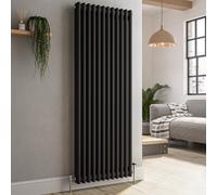 Reggio Midnight Black Vertical Double Column Traditional Radiator 1500x560mm 4458 BTU - Cast Iron Style