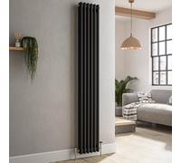 Reggio Midnight Black Vertical Double Column Traditional Radiator 1800x290mm 2639 BTU - Cast Iron Style