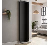 Reggio Midnight Black Vertical Double Column Traditional Radiator 1800x470mm 4399 BTU - Cast Iron Style