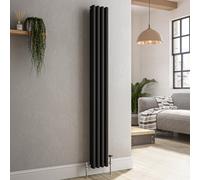 Reggio Midnight Black Vertical Triple Column Traditional Radiator 1500x200mm 1875 BTU - Cast Iron Style