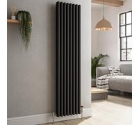 Reggio Midnight Black Vertical Triple Column Traditional Radiator 1500x380mm 3751 BTU - Cast Iron Style