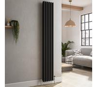 Reggio Midnight Black Vertical Triple Column Traditional Radiator 1800x290mm 3327 BTU - Cast Iron Style
