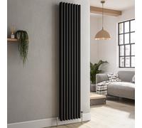 Reggio Midnight Black Vertical Triple Column Traditional Radiator 1800x380mm 4436 BTU - Cast Iron Style