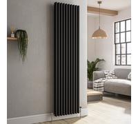 Reggio Midnight Black Vertical Triple Column Traditional Radiator 1800x470mm 5545 BTU - Cast Iron Style