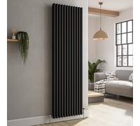 Reggio Midnight Black Vertical Triple Column Traditional Radiator 1800x560mm 6654 BTU - Cast Iron Style