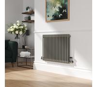 Reggio Smoked Stone Horizontal Double Column Traditional Radiator 600x830mm 2832 BTU - Cast Iron Style