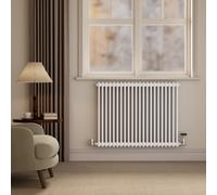 Reggio White Horizontal Double Column Radiator 800x1010mm 4535 BTU - Cast Iron Style