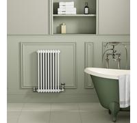 Reggio White Horizontal Double Column Radiator 800x425mm 1855 BTU - Cast Iron Style