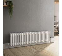 Reggio White Horizontal Double Column Traditional Radiator 300x1190mm 2124 BTU - Cast Iron Style