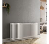 Reggio White Horizontal Double Column Traditional Radiator 600x1190mm 4091 BTU - Cast Iron Style