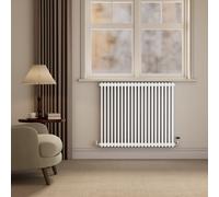 Reggio White Horizontal Triple Column Radiator 800x1010mm 5736 BTU - Cast Iron Style