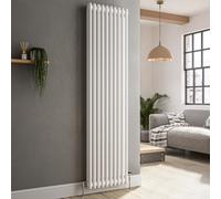 Reggio White Vertical Double Column Traditional Radiator 1800x470mm 4399 BTU - Cast Iron Style