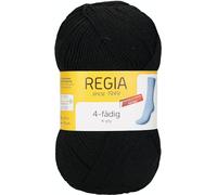 Regia 4-Ply Plain 9801268 Hand-Knitting Sock Yarn, 100 g Ball, 75% New Wool, 25% Polyamide, Black, 16 x 9 x 9 cm