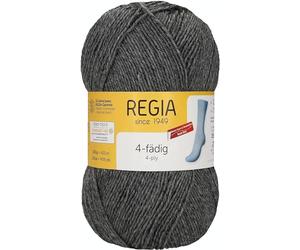 Regia 4-Ply Plain 9801268 Hand-Knitting Sock Yarn, 100 g Ball, 75% New Wool, 25% Polyamide, Mottled medium grey, 16 x 9 x 9 cm