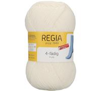 Regia 4-Ply Plain 9801268 Hand-Knitting Sock Yarn, 100 g Ball, 75% New Wool, 25% Polyamide, Super white, 16 x 9 x 9 cm