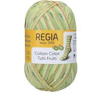 Regia 4-Strand Cotton Yarn, Colour: Tutti Frutti, Hand Knitting Yarn, Sock Yarn,100 g Ball, 9801621-02416, Kiwi, 16 x 8 x 8 cm