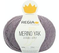 Regia Premium Merino Yak Hand Knitting Yarn, Sock Yarn, 100g Ball, 9801630-07504, 58% Wool, 28% Polyamide, 14% Yak, Lavender Mottled, 13 x 12 x 8 cm