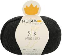 REGIA Premium Silk 9801632-00099 Black Hand Knitting Yarn, Sock Yarn, 100 g Ball