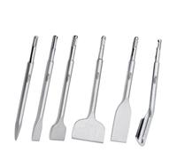 Regiis Tech 6 pcs SDS Plus Chisel Set, Masonry Concrete Drill Bit Set, Tile Removal Chisel Bits for Rotary Hammer with Point Flat Wide Tile Inclined Grooving Scraping Scaling Chisels