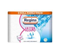 Regina Absorb Kitchen Towels - 3 Rolls, Super Absorbent 2-ply Kitchen Towels, 75 Sheets Per Roll, Extra-Large Sheets, 50percent More Than Previous XXL Products, Easy Open Pack