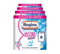 Regina Absorb Plus Kitchen Towels - 8 Super Absorbent 2-ply Kitchen Rolls, 85 Sheets Per Roll, Extra-Large Sheets