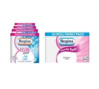 Regina Absorb Plus Kitchen Towels - 8 Super Absorbent 2-ply Kitchen Rolls, 85 Sheets Per Roll + Regina Gentle Soft Toilet Tissue - 24 Rolls of 3 Ply Toilet Paper, 160 Sheets, FSC Certified