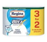 Regina Blitz 3-Ply Kitchen Rolls, 12 Pack, Eco Paper Packaging
