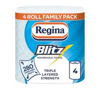 Regina Blitz Household Towels - 4 Triple Layered Rolls, 70 Sheets Per Roll, Paper Packaging, FSC Certified Paper, Recyclable Packaging, 60% Larger Than Standard Kitchen Roll Sheets