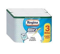 Regina Blitz Family Pack Kitchen 24 Rolls 3 ply Kitchen Towels 70 Sheets Per Roll White, Recycle Packaging