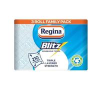 Regina Blitz Family Pack Kitchen 3 Rolls 3-ply Kitchen Towels 70 Sheets Per Roll (210 Sheets) White Recycle Packaging