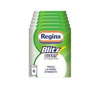 Regina Blitz Giant, 6 Rolls of Household Towel, 3-Ply | 260 Sheets Per Roll, Strength, Paper Towels Made With Virgin Pulp, Recyclable Paper Packaging, and FSC Certified