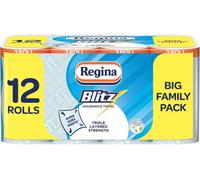 Regina Blitz Household Towels 12 Rolls Triple Layered Large Sheets Paper Packaging