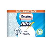 Regina Blitz Household Towels - 3 Triple Layered Rolls, 70 Sheets Per Roll, Paper Packaging, FSC Certified Paper, Recyclable Packaging, 60% Larger Than Standard Kitchen Roll Sheets