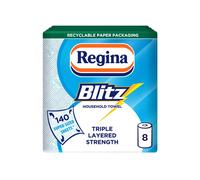 Regina Blitz Household Towels - 8 Triple Layered Rolls, 70 Sheets Per