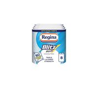 Regina Blitz Plus Household Towel ? 8 Rolls per Pack, 80 Sheets Per Roll, 3 Ply, Triple Layered Strength, Household Paper Towels Made with Virgin