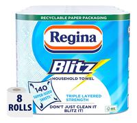 Regina Blitz Triple-Layered Household Towels - 8 Extra-Large Rolls, 560 Sheets, FSC Certified