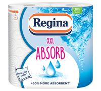 Regina Absorb Kitchen Towels - 2 Rolls Per Pack, Super Absorbent 2-ply Kitchen Towels, 75 Sheets Per Roll, Extra-large Sheets, 50percent More Absorbent Than Previous XXL Products, Easy Open Pack