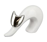 regina ceramics cat mona sculpture in white and silver